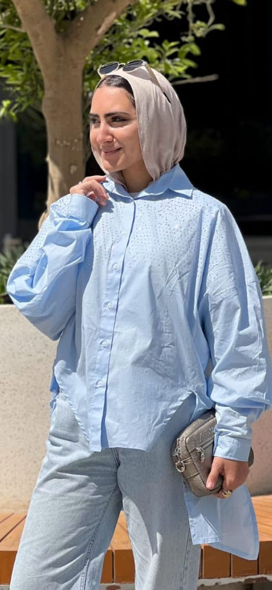 Baby blue chemise strassed