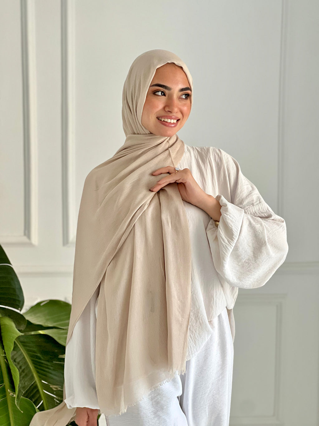 Beige Plain Modal Scarf