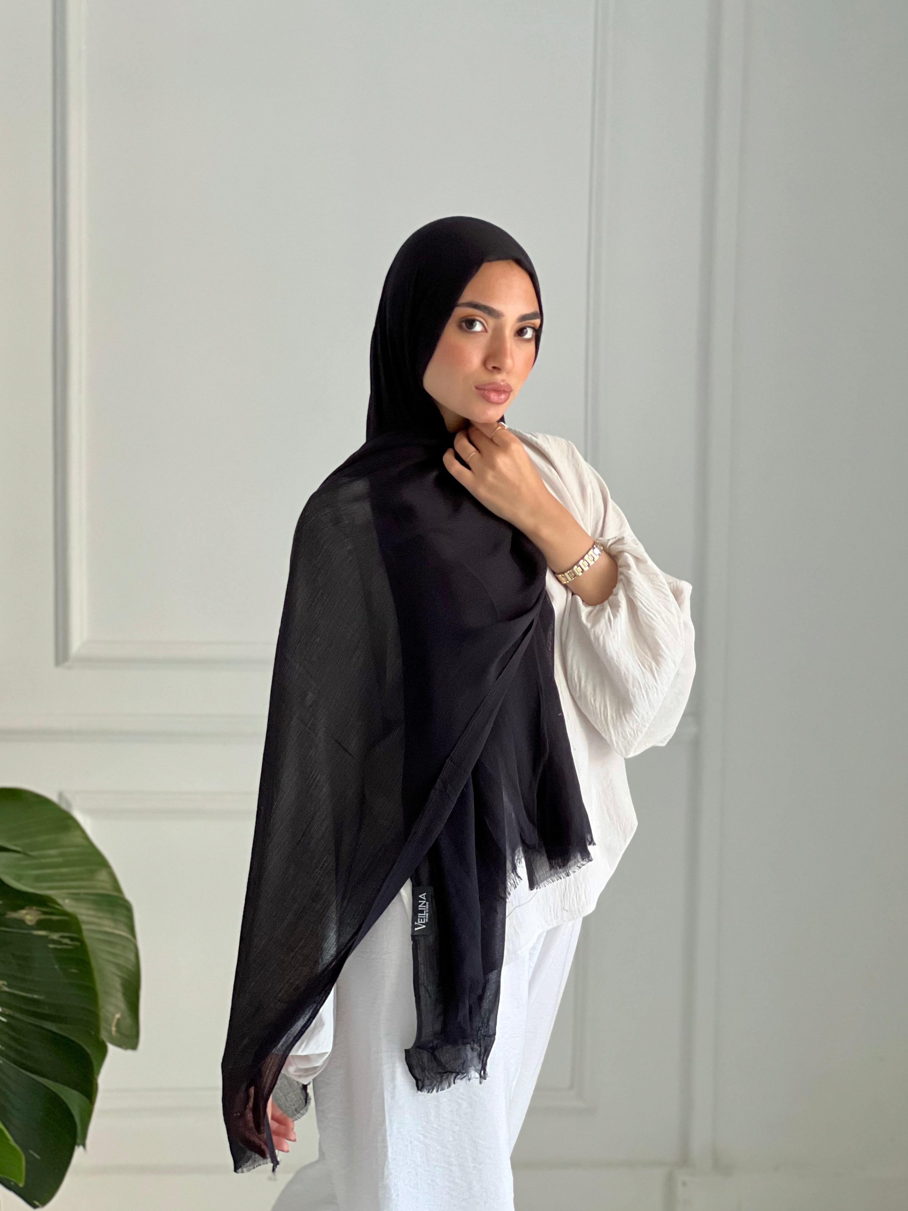 Black Plain Modal Scarf