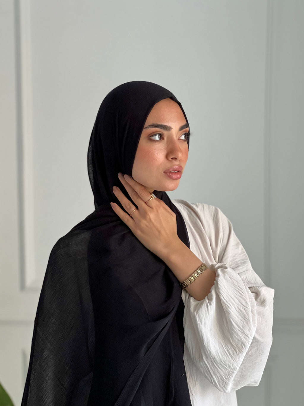 Black Plain Modal Scarf