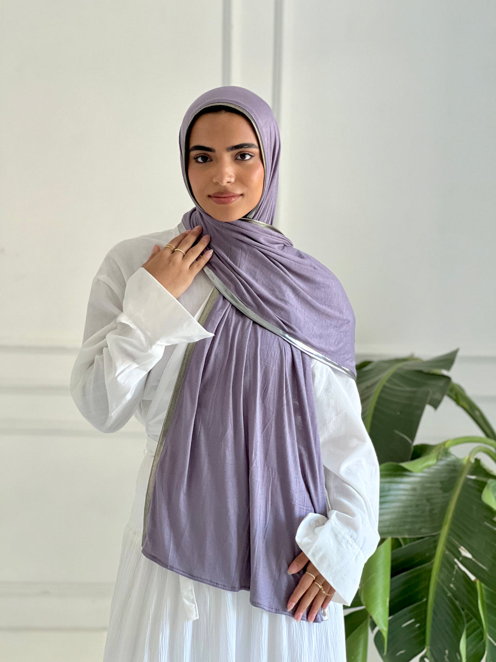 Mauve Gold & Silver Kuwaiti Scarf