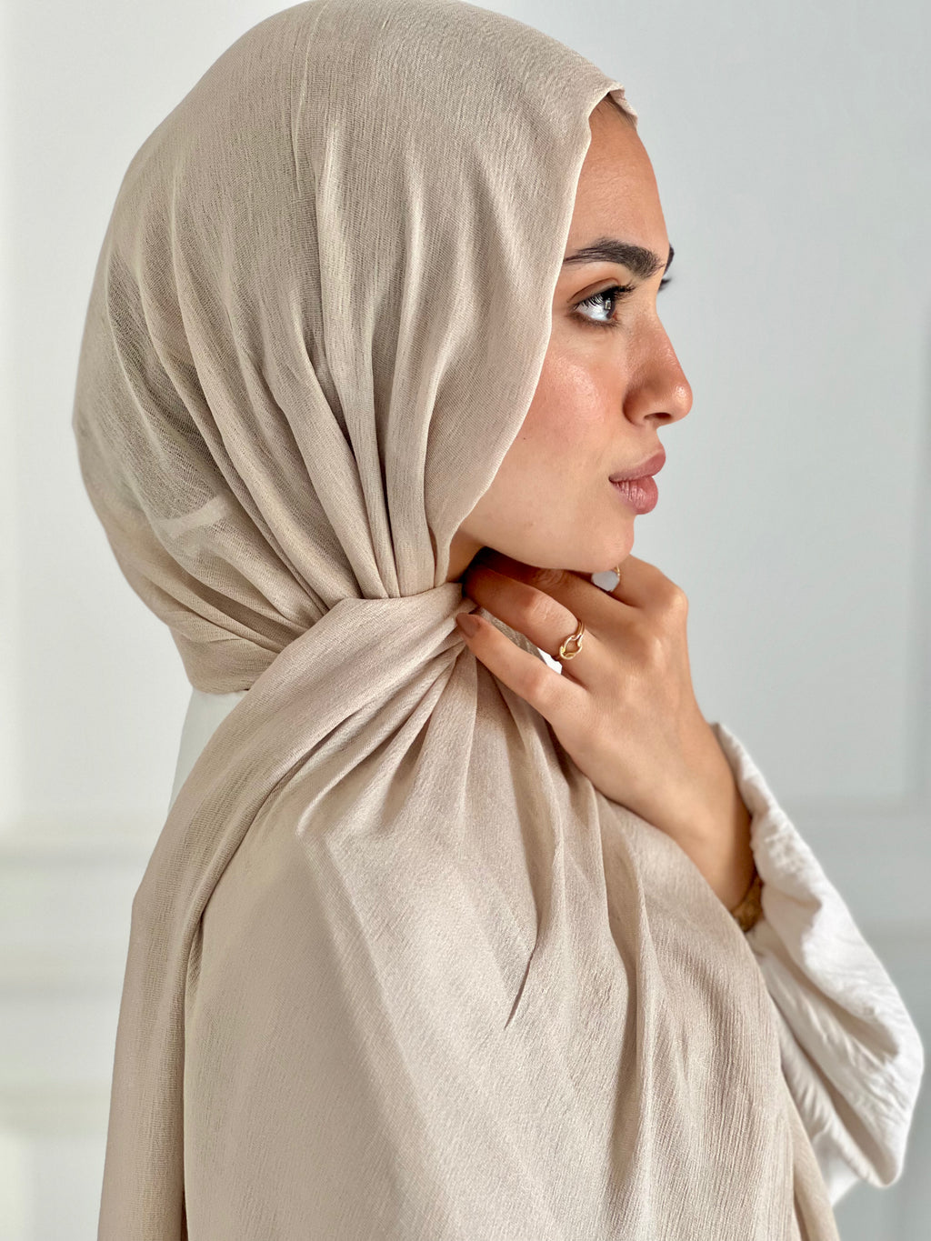 Beige Plain Modal Scarf
