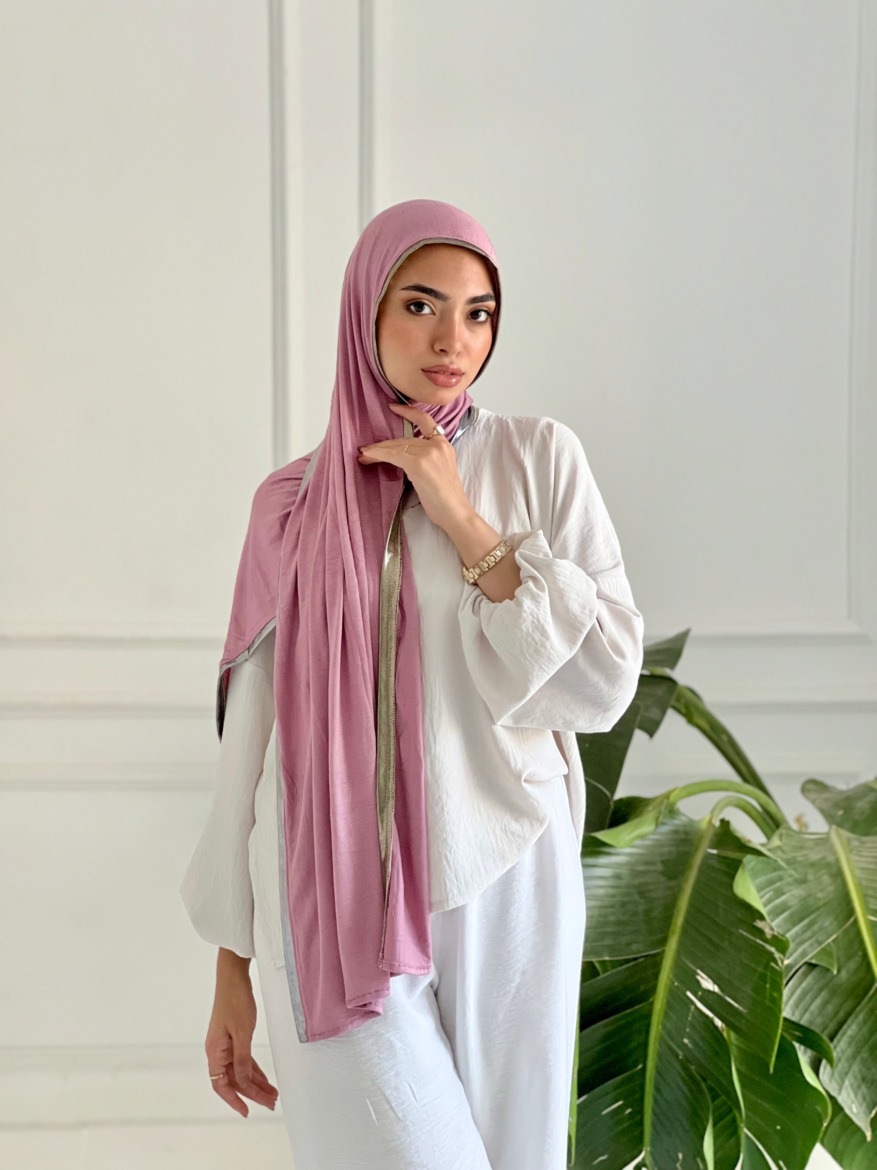 Pink Gold & Silver Kuwaiti Scarf