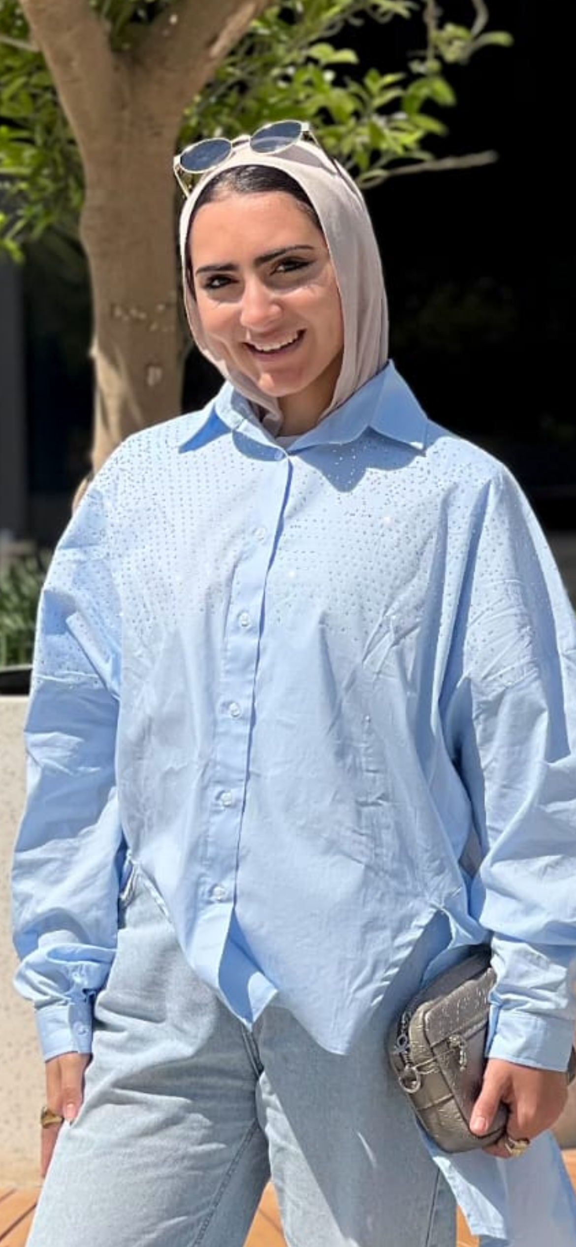 Baby blue chemise strassed