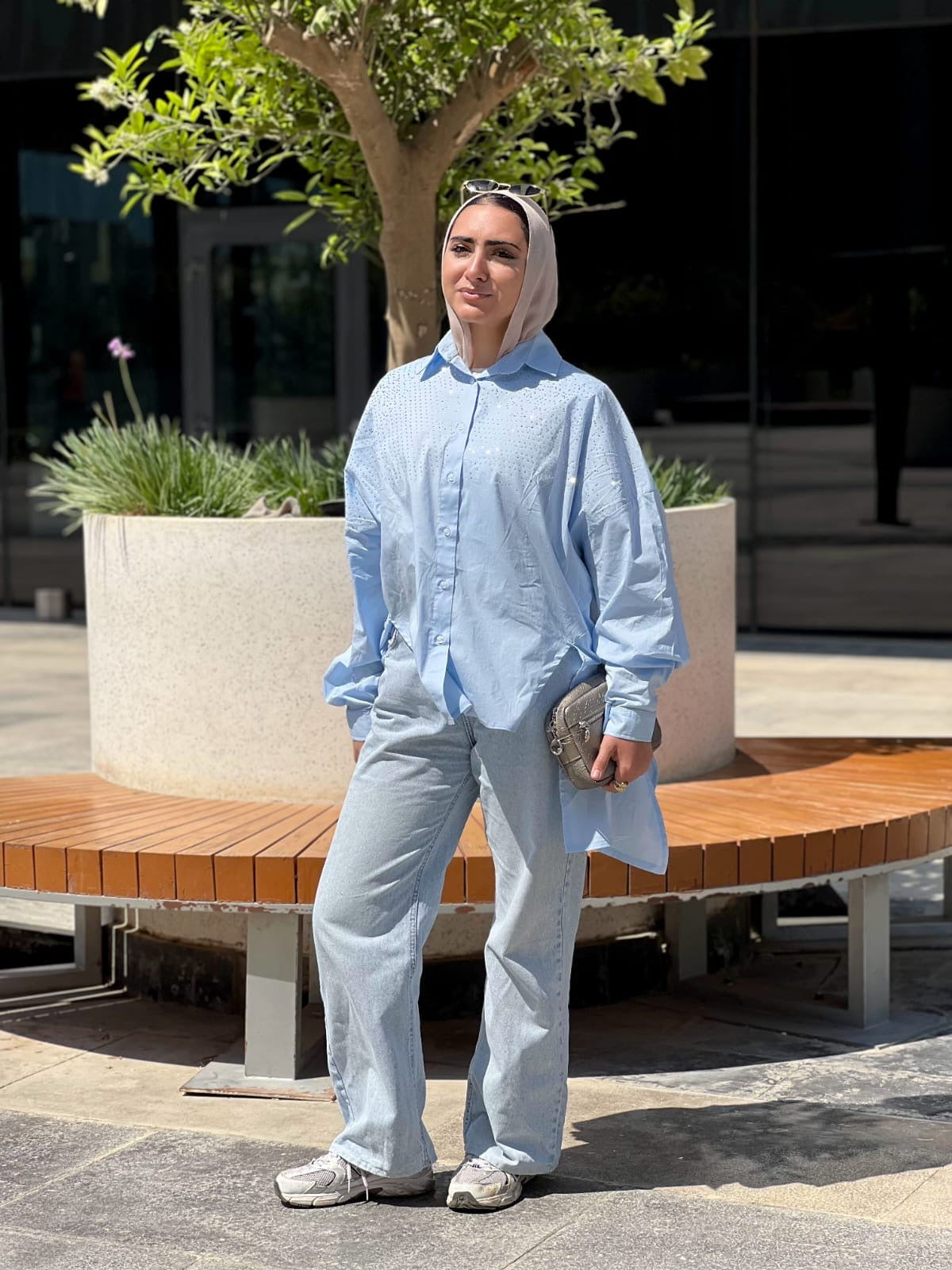 Baby blue chemise strassed