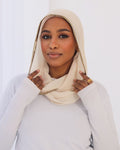 Beige Mini Loose Chiffon Scarf with Bandana