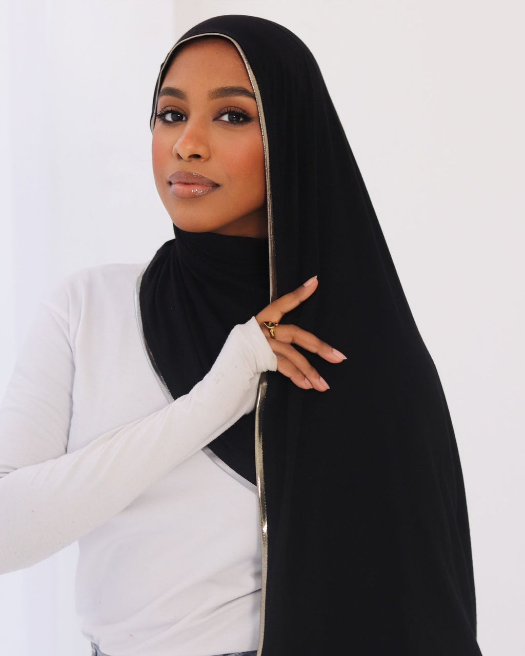 Gold & Silver Hijab - Black