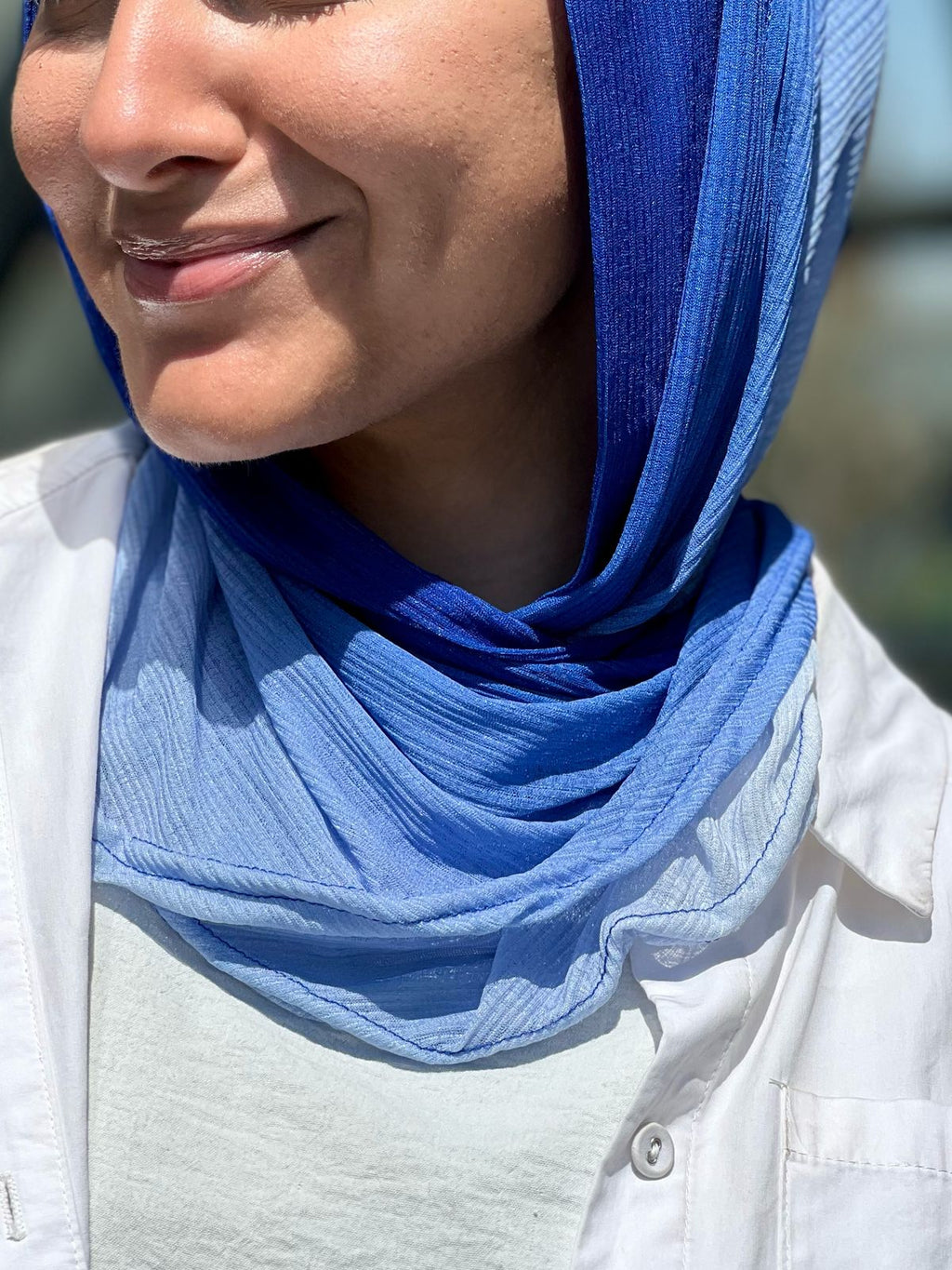Blue Gradient Mini Loose Kuwaiti Scarf