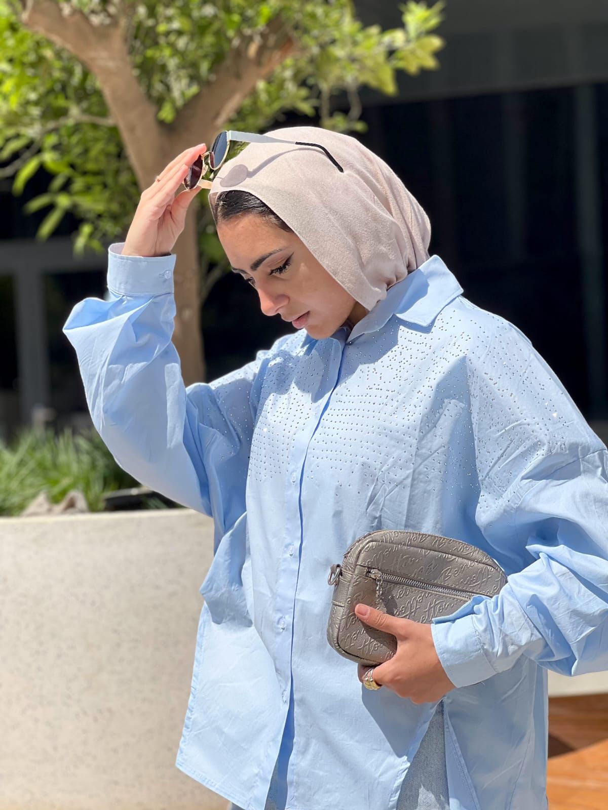 Baby blue chemise strassed