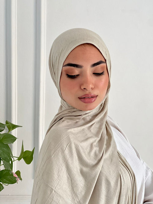 Beige Plain Kuwaiti Scarf