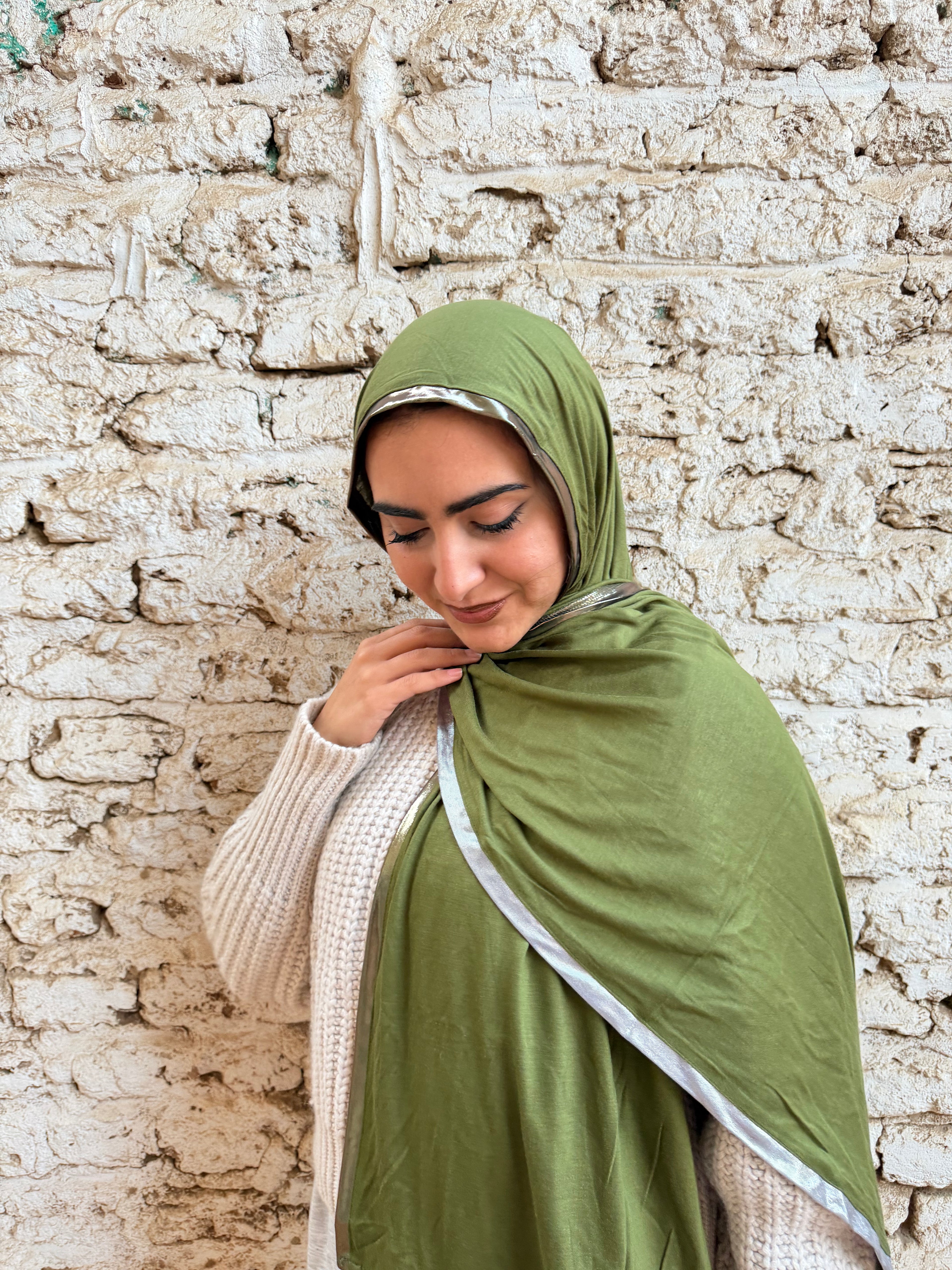 Olive Gold & Silver Kuwaiti Scarf