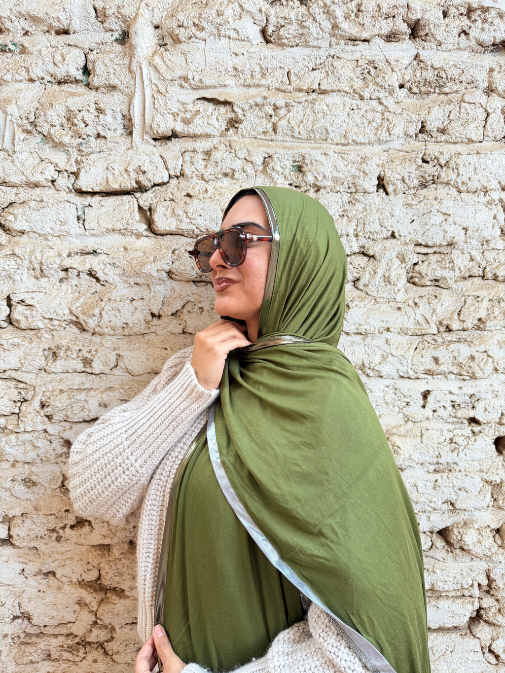 Olive Gold & Silver Kuwaiti Scarf