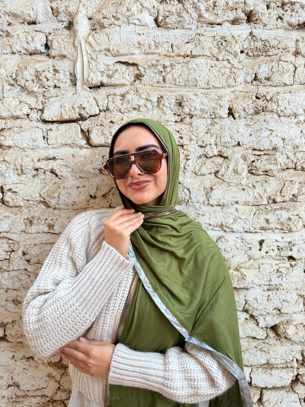 Olive Gold & Silver Kuwaiti Scarf