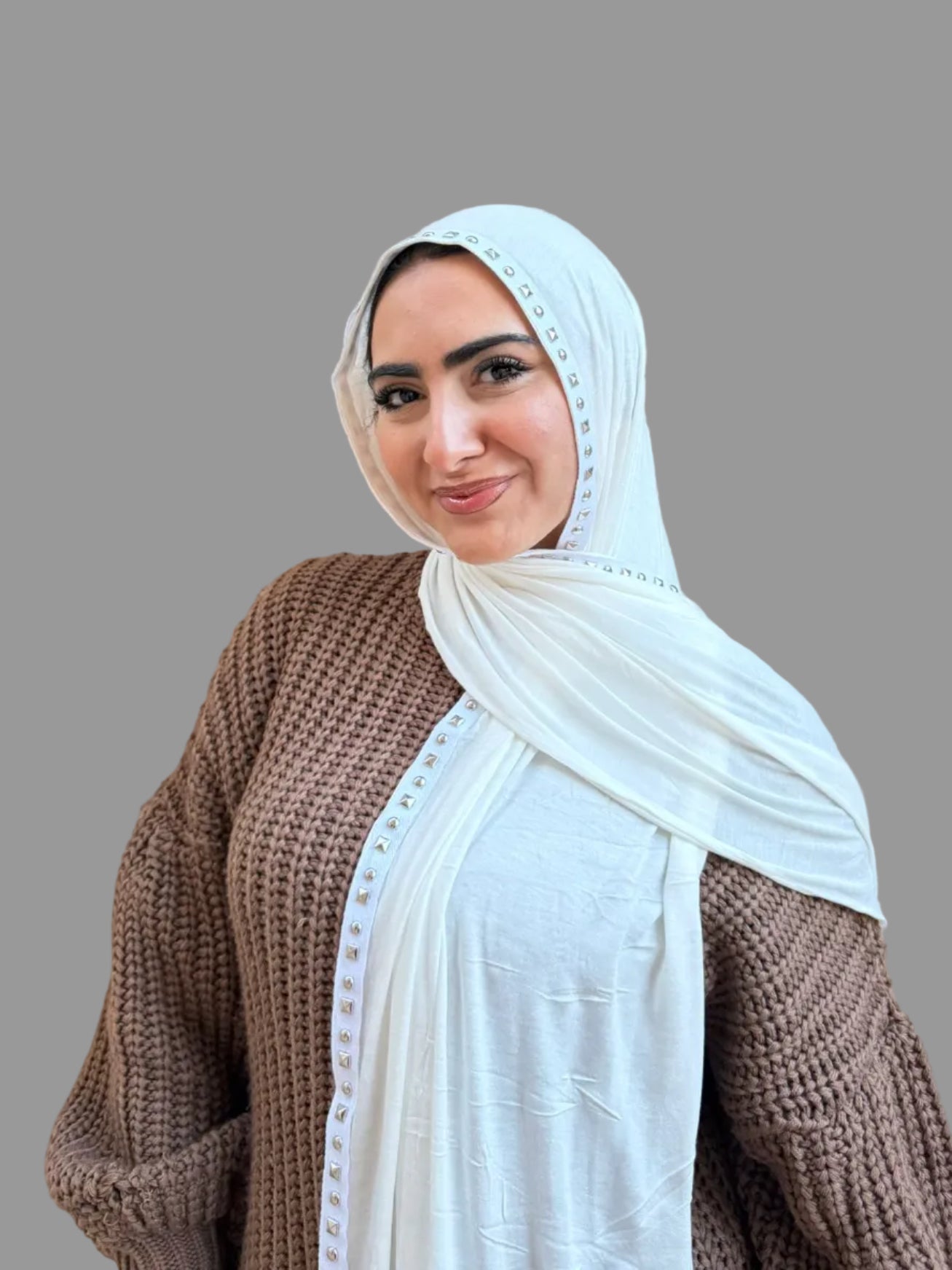 Off White Studs Kuwaiti Scarf