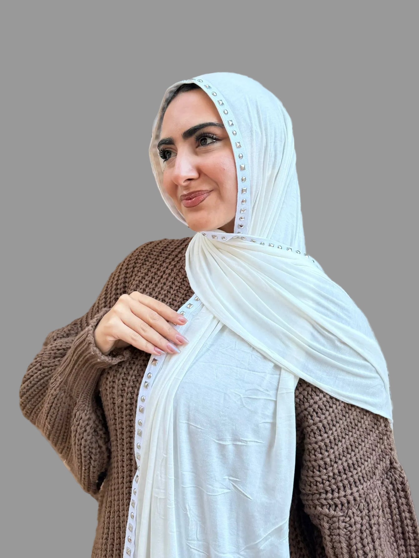 Off White Studs Kuwaiti Scarf