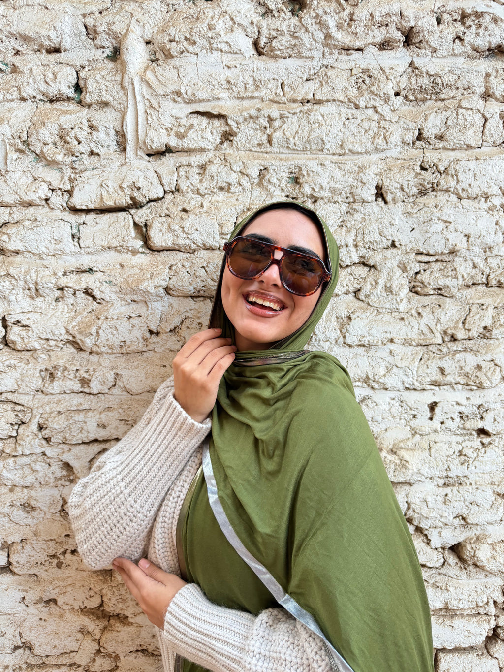 Olive Gold & Silver Kuwaiti Scarf