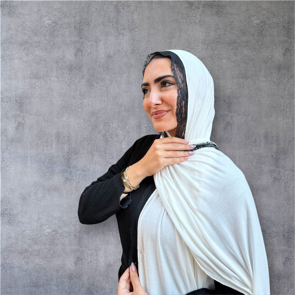 Off white Dentelle Kuwaiti Scarf